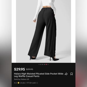 COPY - Viral Halara High Waisted Plicated Side Pocket Wide Leg Waffle Casual Pa…
